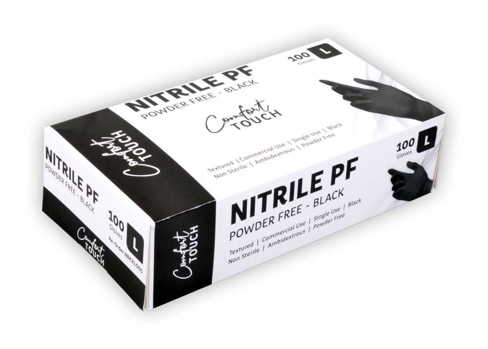 BLACK^NITRILE GLOVES^LARGE